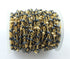 5 Feet Black Spinel Silver Coated With Gold Pyrite Beaded Chain -Black Spinel Beads wire wrapped 24k Gold Plated chain BDG015