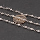 5 Feet Silver Pyrite 3-3.5mm Rosary Style Beaded Chain - Silver Pyrite Coated Beads wire wrapped 925 Silver Plated chain Sc327 - Tucson Beads