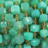 1 Feet Chrysoprase Cubes 7-8mm Beaded Chain -Chrysoprase Cubes wire wrapped 24 k Gold plated Gemstone Rosary Chain BD210