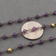 5 Feet Amethyst 3mm-3.5mm Gold Pyrite Black Wire Rosary Beaded Chain - Beads wire wrapped chain Bdb012 - Tucson Beads