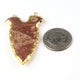 5 Pcs Jasper Arrowhead 24k Gold Plated Double Bail Pendant - Electroplated With Gold Edge - AR072 - Tucson Beads