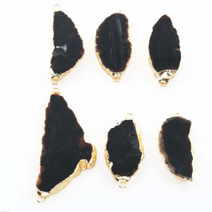 1 Pcs Black  Druzy Assorted Pendant 24k Gold Plated Electroplated Single Bail Pendant/Double Bail Connector 81mmx26mm-53mmx24mm DRZ084 - Tucson Beads