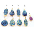 Blue Druzy Assorted Pendant 24k Gold Plated Electroplated Single Bail Pendant 51mmx21mm-29mmx18mm DRZ111