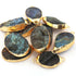 5 Pcs Natural Labradorite Oval Shape Bezel Connector/Pendnt ,Gold Plated Connector/Pendant ,Shimmer Gray Connector/Pendant 37mmx18mm-45mmx22mm DRZ246