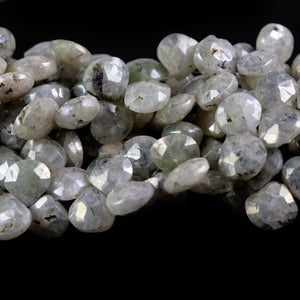 1 Strand Shaded Grey/ Blue Silverite Faceted Briolettes - Heart Shape Beads -12mm-14mm 8 Inches - Tucson Beads