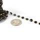 1 Feet SnowFlake Obsidian 6mm Coin Beaded Chain - Coin Beads Wire Wrapped 24K Gold Plated Beaded Chain - Tucson Beads