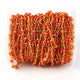 5 FEET Orange Zircon Faceted Roundels Rosary Style Beaded Chain - Orange Zircon Beads wire wrapped Chain,3mm , 24k Gold Plated chain SC012 - Tucson Beads