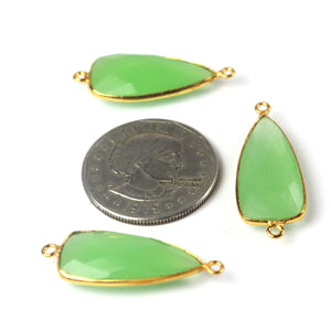 7 PCS Green Chalcedony Faceted Dagger Shape Connector 24k Gold Plated 33mmx13mm  PC453 - Tucson Beads