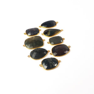 22 Pcs Labradorite 24k Gold Plated Faceted Assorted Shape Pendant/ Connector-  37mmx24mm-22mmx15mm PC478 - Tucson Beads