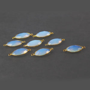 10 Pcs Ice quartz, Tourquise, Blue Topaz 24k Gold Plated Faceted Marquise Shape Double Bail Connector 27mmx11mm PC440 - Tucson Beads