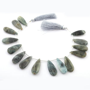 1 Strands Grey Jasper Chalcedony Smooth Pear Briolettes - Pear Shape Beads 13x30mm-27x10mm 8.5 Inch BR3141 - Tucson Beads
