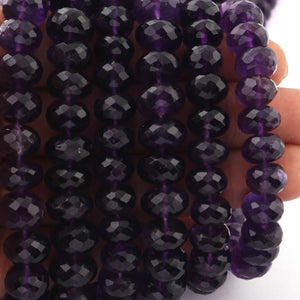 1 strand Amethyst Faceted Round Beads,Amethyst Rondelles 11-9mm 10inches BR3105 - Tucson Beads