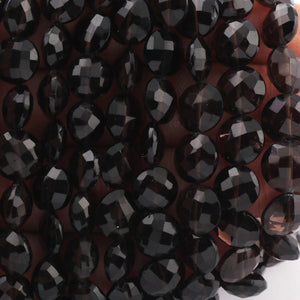 1 strand Natural Smoky Quartz Faceted Coin Shape gemstone Beads, Briolettes 9mm 8 inches BR022 - Tucson Beads