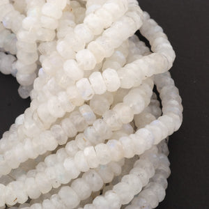 1 Strand White Rainbow Moonstone faceted Rondelles - Roundel Beads 7mm-4mm 10 Inches BR015 - Tucson Beads