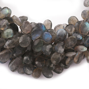 1 Long Strand AAA Quality Labradorite Faceted Pear Briolettes - Pear Beads 6mmx7mm-11mmx6mm 8.5 inches br014 - Tucson Beads