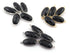 5 Pcs Black Onyx Faceted 925 Sterling Vermeil Connector Oval Shape 27mmx11mm SS218 