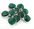 7 Pcs Green onyx 925 Sterling Silver Faceted Heart  Shape Conncetor - Gemstone 21mmx13mm- 19mmx13mm SS239