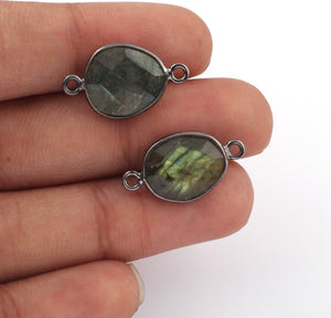 5 Pcs Labradorite Oxidized Sterling Silver Faceted Assorted Shape Connector - Gemstone 23mmx10mm- 19mmx10mm SS280 - Tucson Beads