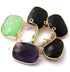 7 PCS Mix Stone (black onyx,crystal ,peridot )925 Sterling Vermeil Faceted Rectangle Double  Bail Connector - Green Chalcedony Connector 21mmx18mm-27mmx16mm SS287