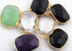 7 PCS Mix Stone (black onyx,crystal ,peridot )925 Sterling Vermeil Faceted Rectangle Double  Bail Connector - Green Chalcedony Connector 21mmx18mm-27mmx16mm SS287 - Tucson Beads