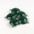 5 Pcs Green Onyx Oxidized Sterling Silver Round Shape Double Bail Connector 21mmx15mm SS745