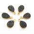 10 Pcs Mystic Black  Druzy Druzzy Drusy Pear Shape Pendant 925 Sterling Vermeil  14mmx18mm SS273