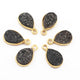 10 Pcs Mystic Black  Druzy Druzzy Drusy Pear Shape Pendant 925 Sterling Vermeil  14mmx18mm SS273 - Tucson Beads