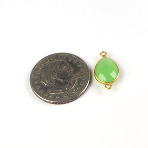 5 Pcs Green Chalcedony 925 Sterling Vermeil Faceted  Pear Shape Double Bail Connector - 21mmx11mm SS823 - Tucson Beads