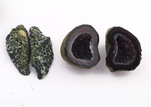 Natural Tabasco Geode Pairs -- With Sparkling Druzy Drusy Cabochon Cab Wholesale For Designer Matching Pair #042 - Tucson Beads