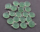 5 Pcs Green Chalcedony 925 Sterling Silver Faceted Round Pendant - Gemstone 18mmx15mm SS314 - Tucson Beads