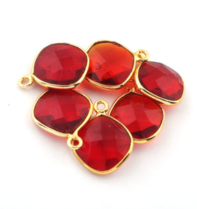 5 Pcs Red Hydro 925 Sterling Silver Faceted Cushion Singal Bail Pendant - Gemstone 13mmx10mm-16mmx11mm SS301 - Tucson Beads