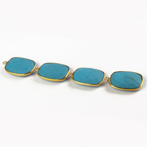 5 Pcs Turquoise 925 Sterling Vermeil Faceted Rectangle Shape Single Bail Pendant - 26mmx16mm SS661 - Tucson Beads