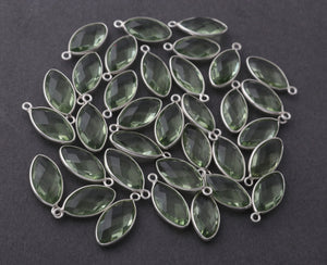 5 Pcs Green Amethyst 925 Sterling Silver Faceted Marquise Shape Pendant -Gemstone Pendant 22mmx9mm SS329 - Tucson Beads