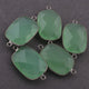 5 Pcs Green Chalcedony Oxidized Sterling Silver Faceted Rectangle Double Bail Connector -Gemstone  27mmx16mm-SS445 - Tucson Beads