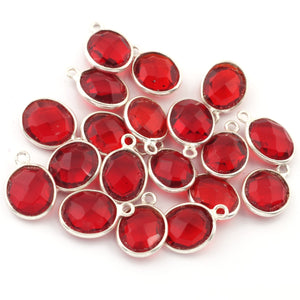 5 Pcs Garnet Hydro  925 Sterling Silver Faceted Oval Shape single Bail Pendant - Gemstone 14mmx9mm SS448 - Tucson Beads