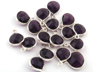 10 Pcs Amethyst 925 Sterling Silver Faceted Heart Shape Pendant- 12mmx10mm-15mmx11mm SS473 - Tucson Beads