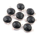Black Onyx Faceted 925 Sterling Silver Round Shape Pendant\Connector -Gemstone 17mmx11mm SS496 - Tucson Beads