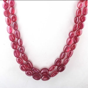 630ct. 2 Strands Of Genuine Ruby Necklace - Smooth Oval Beads - Rare & Natural Ruby Necklace - Stunning Elegant Necklace - BRU4370 - Tucson Beads