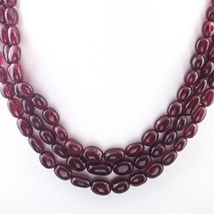 625ct. 3 Strands Of Genuine Ruby Necklace - Smooth Oval Beads - Rare & Natural Ruby Necklace - Stunning Elegant Necklace - BR3701 - Tucson Beads