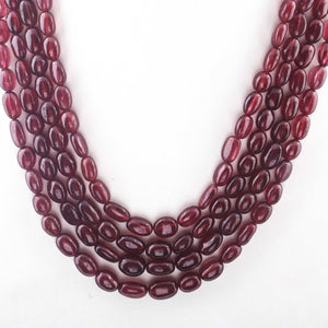 700ct. 4 Strands Of Genuine Ruby Necklace - Smooth Oval Beads - Rare & Natural Ruby Necklace - Stunning Elegant Necklace - BR3708 - Tucson Beads