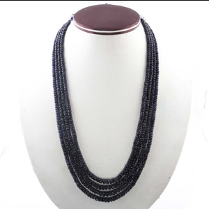 745ct. 5 Strands Of Genuine Blue Thai Sapphire Necklace - Smooth Rondelle Beads - Rare & Natural Blue Sapphire Necklace - Stunning Elegant Necklace - BR1370 - Tucson Beads