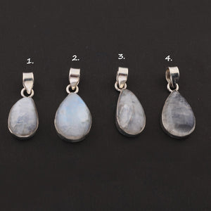 Genuine and Rare Rainbow Moonstone Pear Shape Pendant - 925 Sterling Silver - Gemstone Pendant SJ320 - Tucson Beads