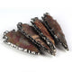 5 Pcs Brown Jasper Oxidized Silver Plated Charm Single Bail Pendant - Electroplated With Silver Edge 75mmx31mm AR314 - Tucson Beads