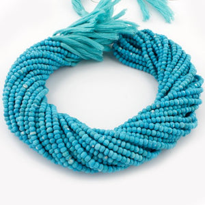5 Strands Turqouise Rondelles, Faceted Beads, Semi Precious Rondelles, 3.5mm to 4mm 13.5 inch strand  RB081 - Tucson Beads