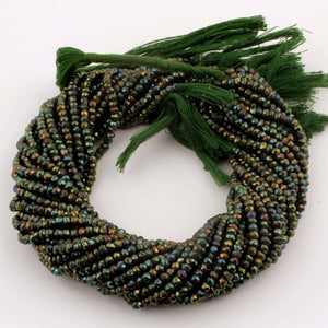 5 Strands Black Spinel With Mystic Green Coated Faceted Rondelles 3.5mm to 4mm 13.5 inch strand RB013 - Tucson Beads