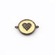 1 Pc Pave Diamond Golden Round With Heart Charm 925 Sterling Silver Connector 21mmx16mm PDC1083 - Tucson Beads