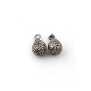 1 Pc Pave Diamond Tear Drop 925 Sterling Silver/ Vermeil Charm Single Bail Pendant - 11mmx6mm PDC1094 - Tucson Beads