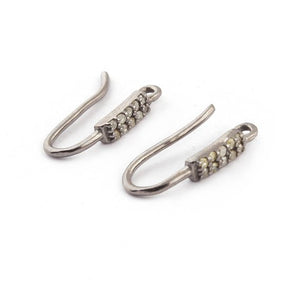 1 Pair Pave Diamond Hoop Earring - 925 Sterling Silver Fish Hoop Earring 13mmx9mm PDC1169 - Tucson Beads