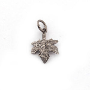 1 Pc Pave Diamond Canadian Leaf Charm Pendant Over 925 Sterling Silver 18mmx12mm PDC1222 - Tucson Beads