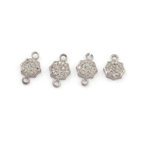 1 Pc Pave Diamond Octagon Charm 925 Sterling Silver Connector Pendant - Octagon Charm Connector 10mmx5mm Pdc271 - Tucson Beads